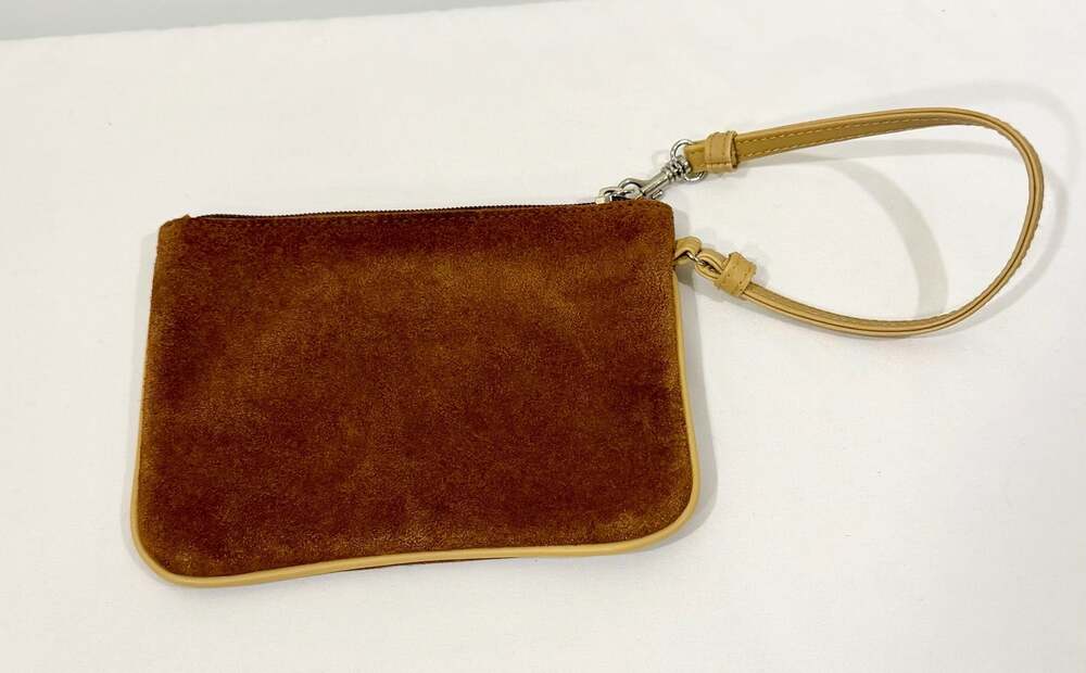 Newport News Brown Suede Leather Wristlet Pouch